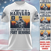 I Didn't Go To Harvard I Went to Military Base Vintage Personalized Shirt For US Military Veteran H2511 Trna