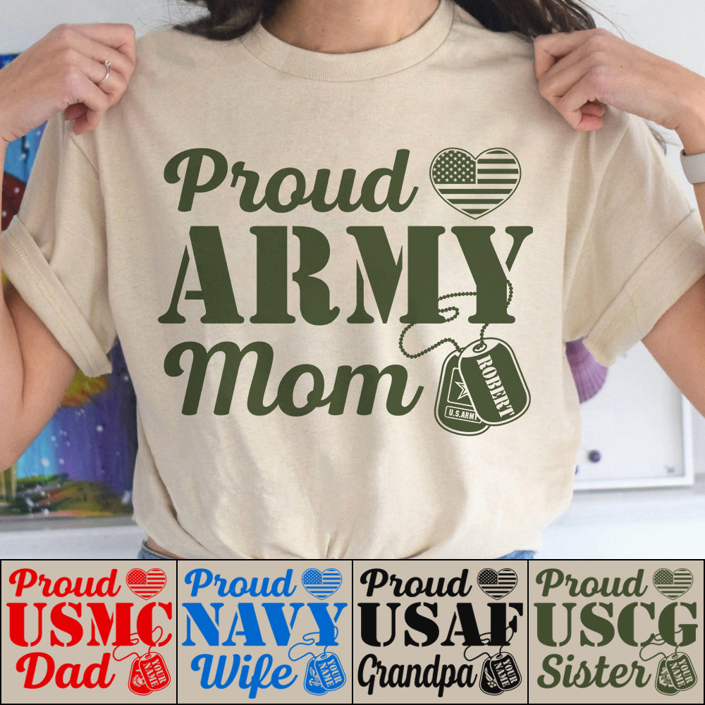 Proud Army Mom Custom Soldiers Name On Dogtags Shirt Proud Army Military Family Shirt H2511