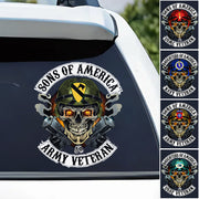 Skull Sons Of America US Army Veteran Custom Decal Car for U.S. Army Veteran H2511