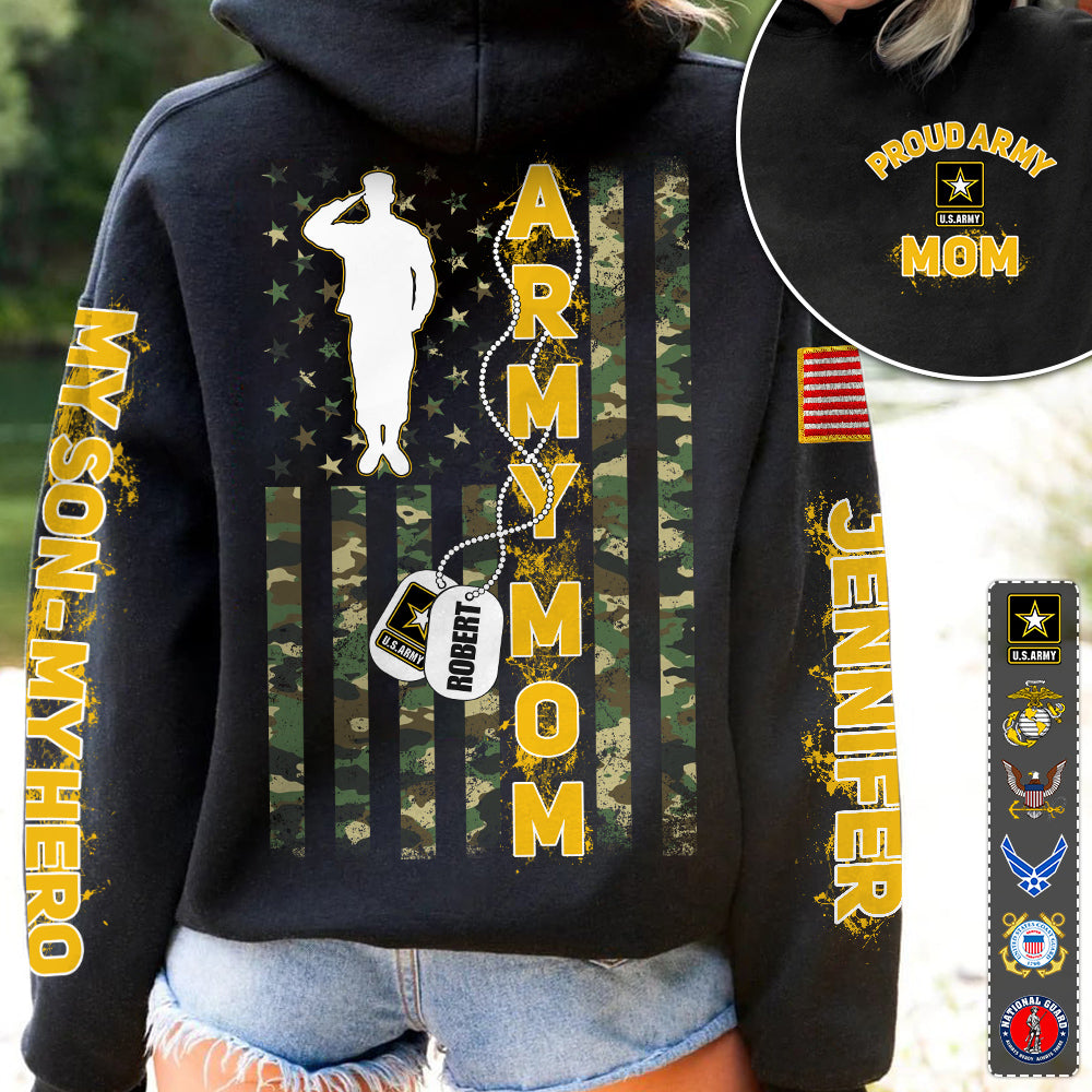 My Son My Hero Custom Camouflage Flag All Over Print Shirt Gift For US Military Mom Dad Family Members H2511