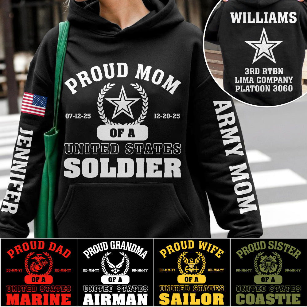 Proud Mom Of A US Soldier All Over Print Shirt Hoodie Personalized Recruit Training Unit Designation Gift For Proud Military Family Shirt H2511