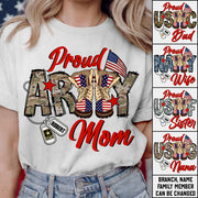 Proud Army Mom Wife Sister Grandma...Custom Soldier's Name 4th July Proud Military Shirt Flag Combat Boots Shirt H2511