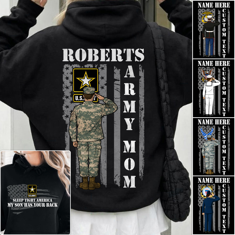 Sleep Tight America My Son Has Your Back Proud Army Mom Custom Shirt For Military Mom Dad Grandma Sister Hoodie H2511