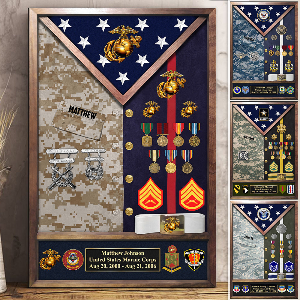Custom Military Shadow Boxes by Medals of America Gift For US Military Veteran Poster Canvas H2511 Trna