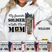 My Favorite Soldier Calls Me Mom Custom Shirt For Proud Military Family Mom Dad Grandma Shirt H2511 Trna