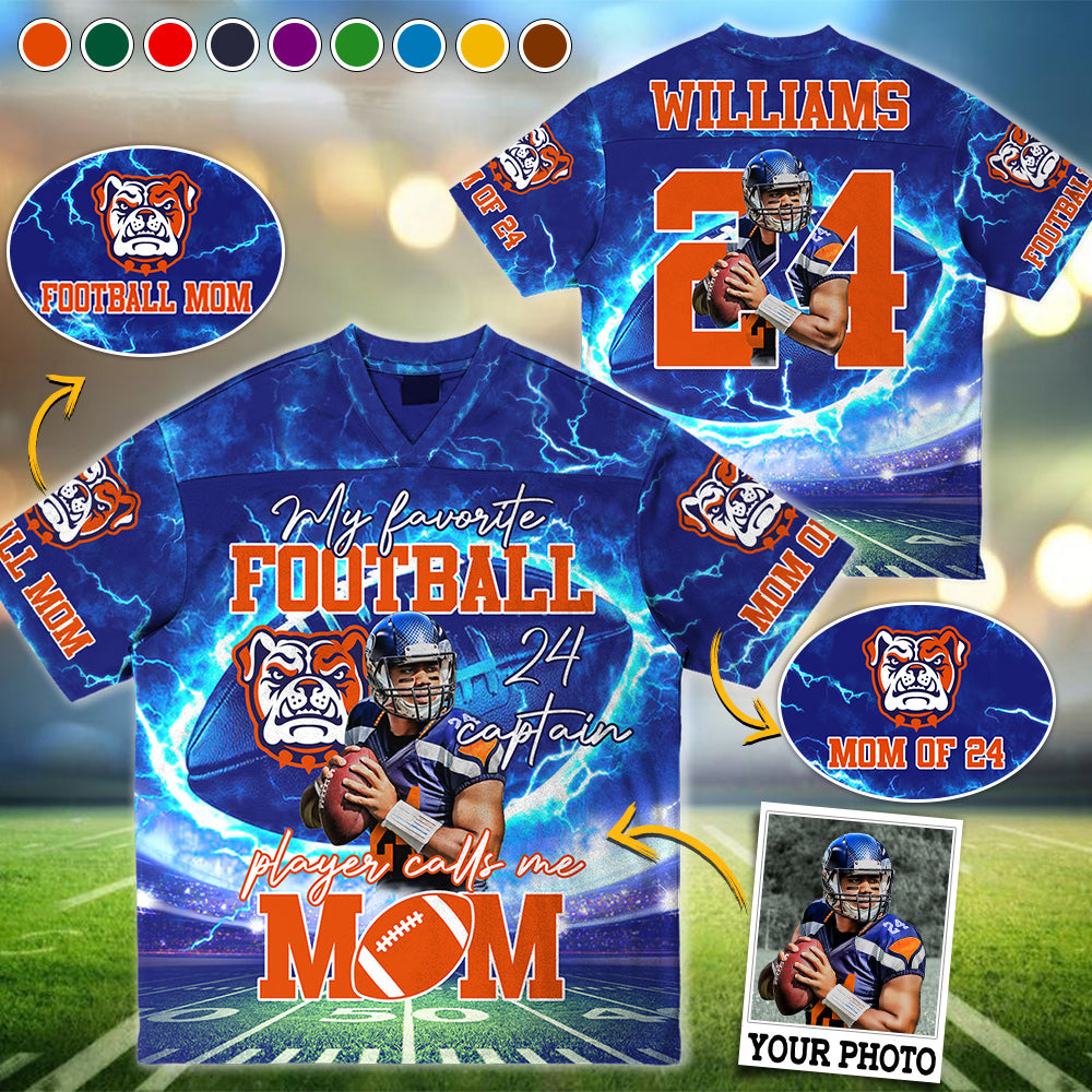 My Favorite Football Player Calls Me Mom Dad Wife Custom Football Jersey Gift Gameday Football Thunder Jersey H2511