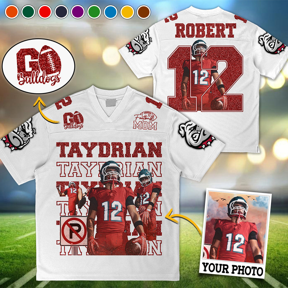 Custom Photo Football Jersey Game Day Shirt Personalized Gift For Football Mom Dad Grandma Family H2511
