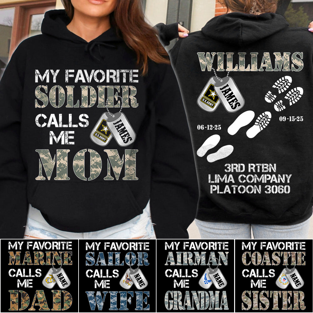 My Favorite Soldier Calls Me Mom Custom Recruit Training Unit Designation Shirt For Proud Military Family Graduate Shirt H2511