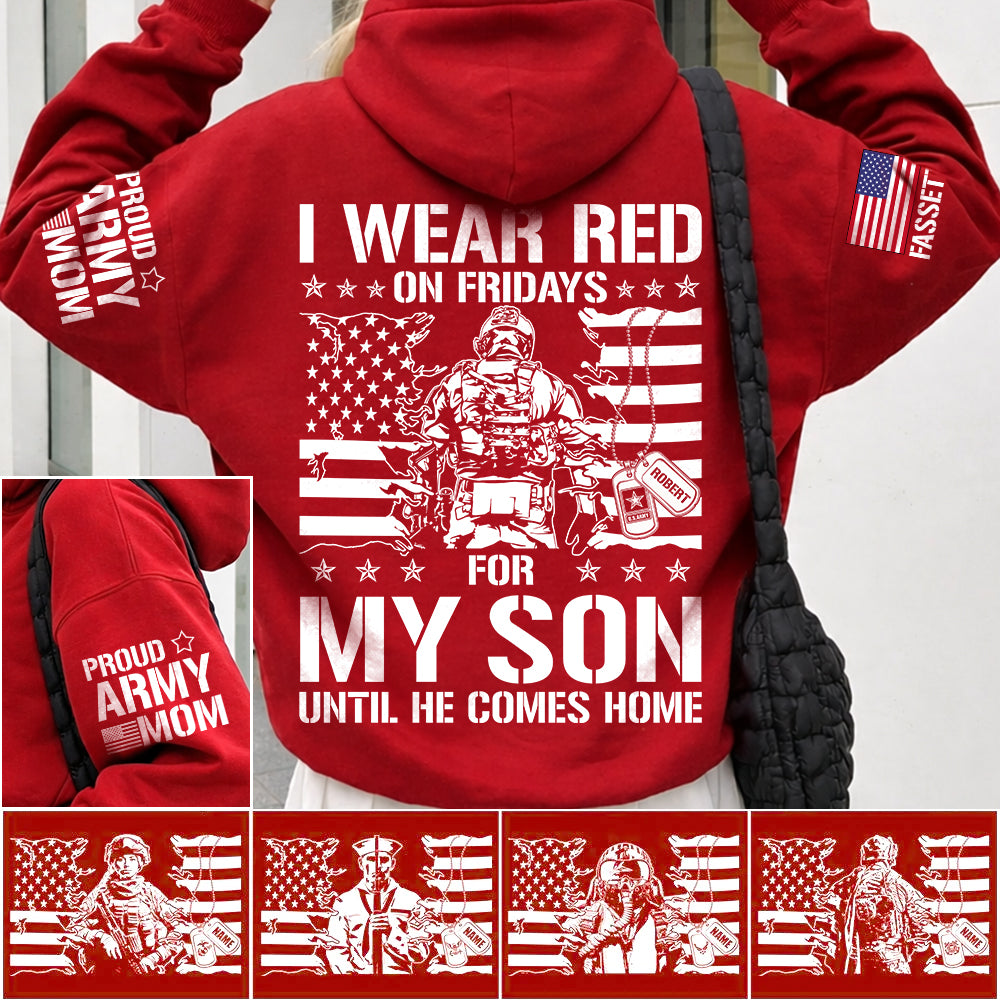 I Wear Red On Fridays For My Son Support Our Troops Vr2 Personalized Shirt For Military Dad Mom Family H2511 Trna