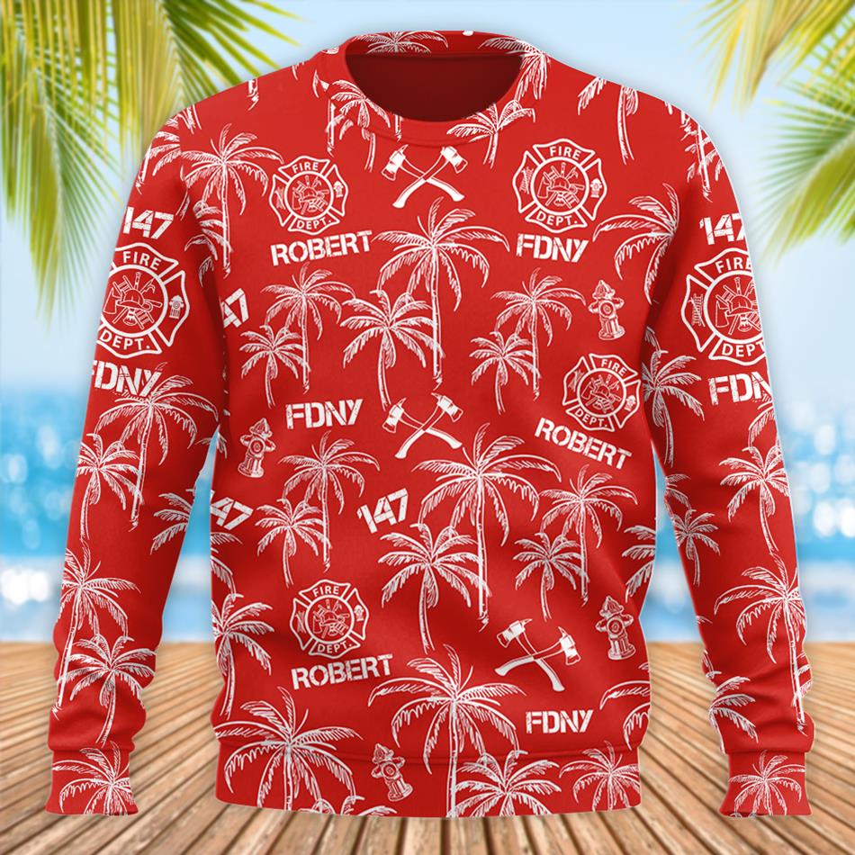 Custom Hawaiian Shirt Gift For Firefighter - Personalized Gifts For Fireman H2511 Trna