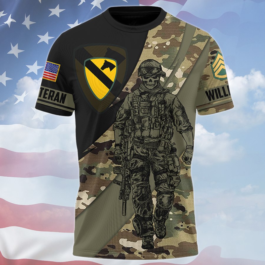 Customize Military Camouflage Fire Style All Over Print Shirts For Veteran Soldier H2511 Trna