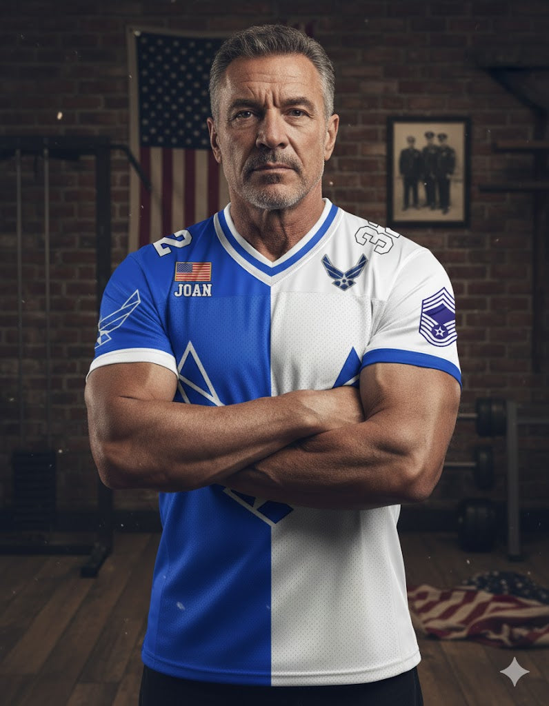 Custom All Branches Of Service Football Jersey Shirt For Military Veteran Dad Grandpa H2511