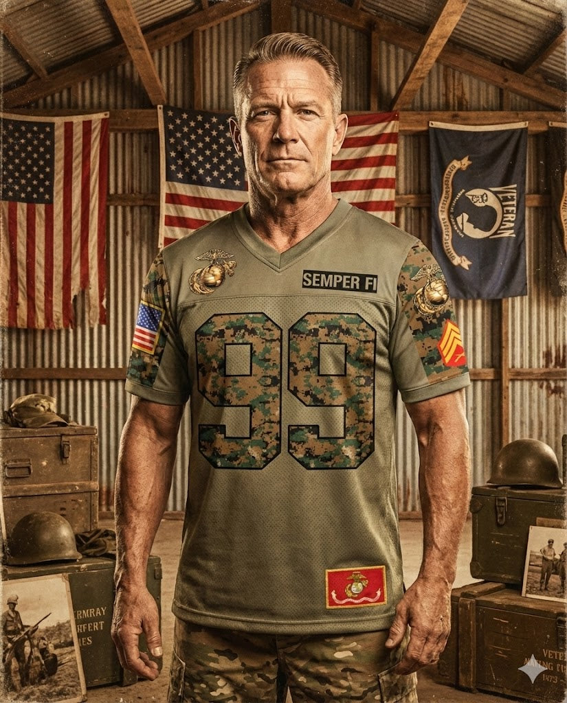Personalized Football Jersey Military Shirt Custom Camouflage Gift For Soldier Veteran H2511