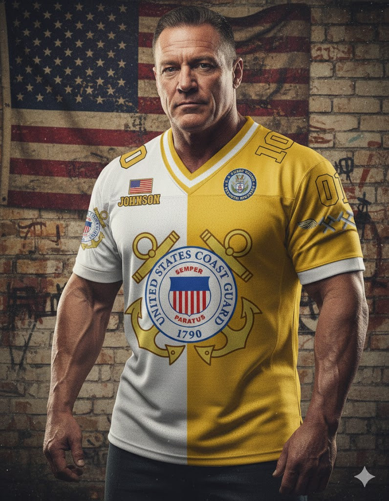 Custom All Branches Of Service Football Jersey Shirt For Military Veteran Dad Grandpa H2511