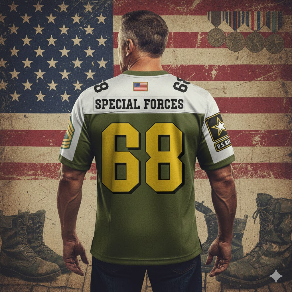 Limited Football Jersey Custom For US Military Veteran Dad Grandpa H2511