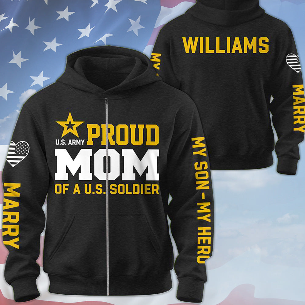 Proud Mom Of A US Soldier Custom All Over Print Shirt Hoodie Gift For US Military Mom Dad Graduation Day Proud Shirt H2511 Trna