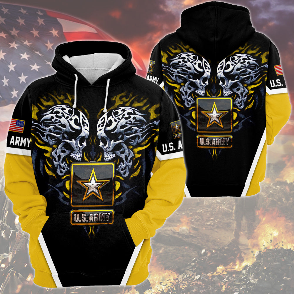 U.S Army Skull 3D All Over Print Shirt HK10