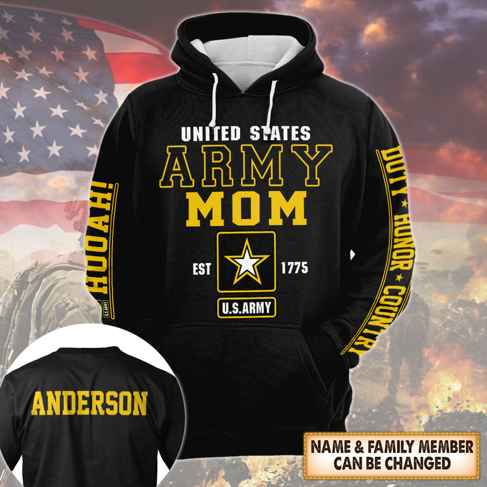 Personalized Shirt US Army hoodie USA Military U.S America Army Black hooded sweatshirt Tshirt Full over Print HK10 TRHN