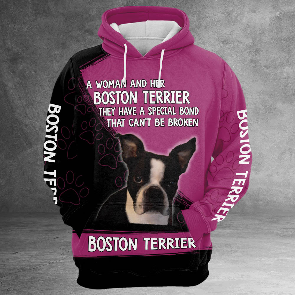 Boston Terrier A Woman And Her Boston Terrier They Have A Special Bond 3D All Over Print Shirts