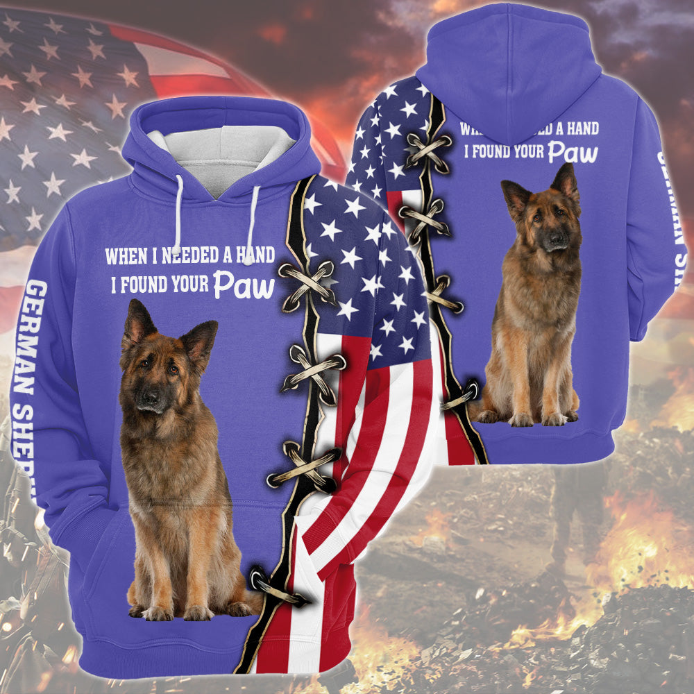 German Shepherd When I Needed A Hand, I Found Your Paw, Very Peri Trend Color All Over Print Shirts For Dog Lovers, B1504