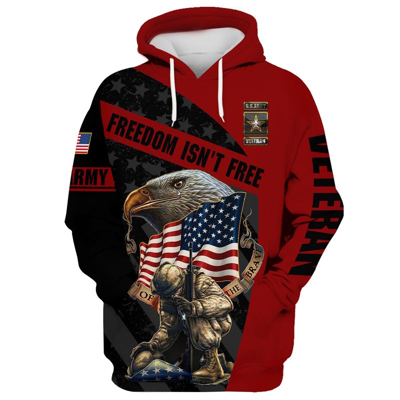 Personzlized Branch U.S. Veteran Freedom Isn't Free American Flag Eagle All Over Print Shirt For Veteran HK10