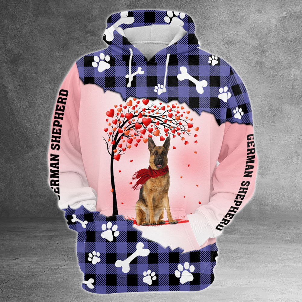 German Shepherd Valentine Love Tree All Over Print Shirt For Dog Lovers, M0402 DO99