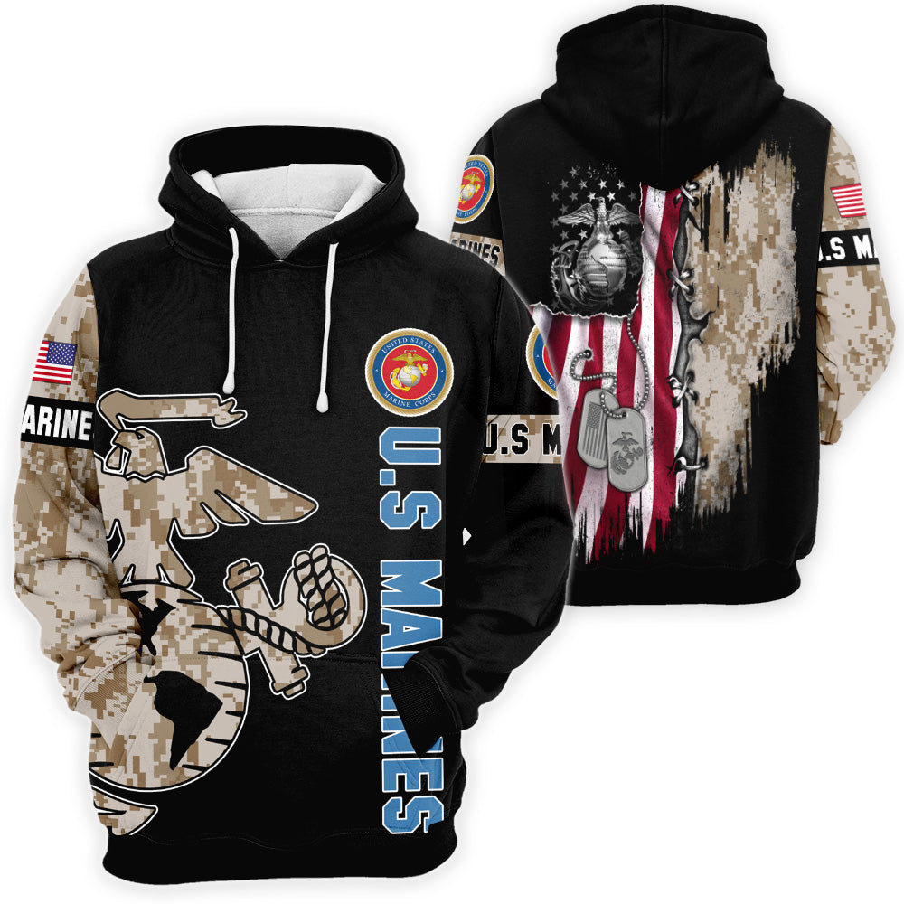 U.S Marine veteran 3D All Over Print, U.S Marine veteran 3D T-shirt Sweatshirt Hoodie Zip Hoodie