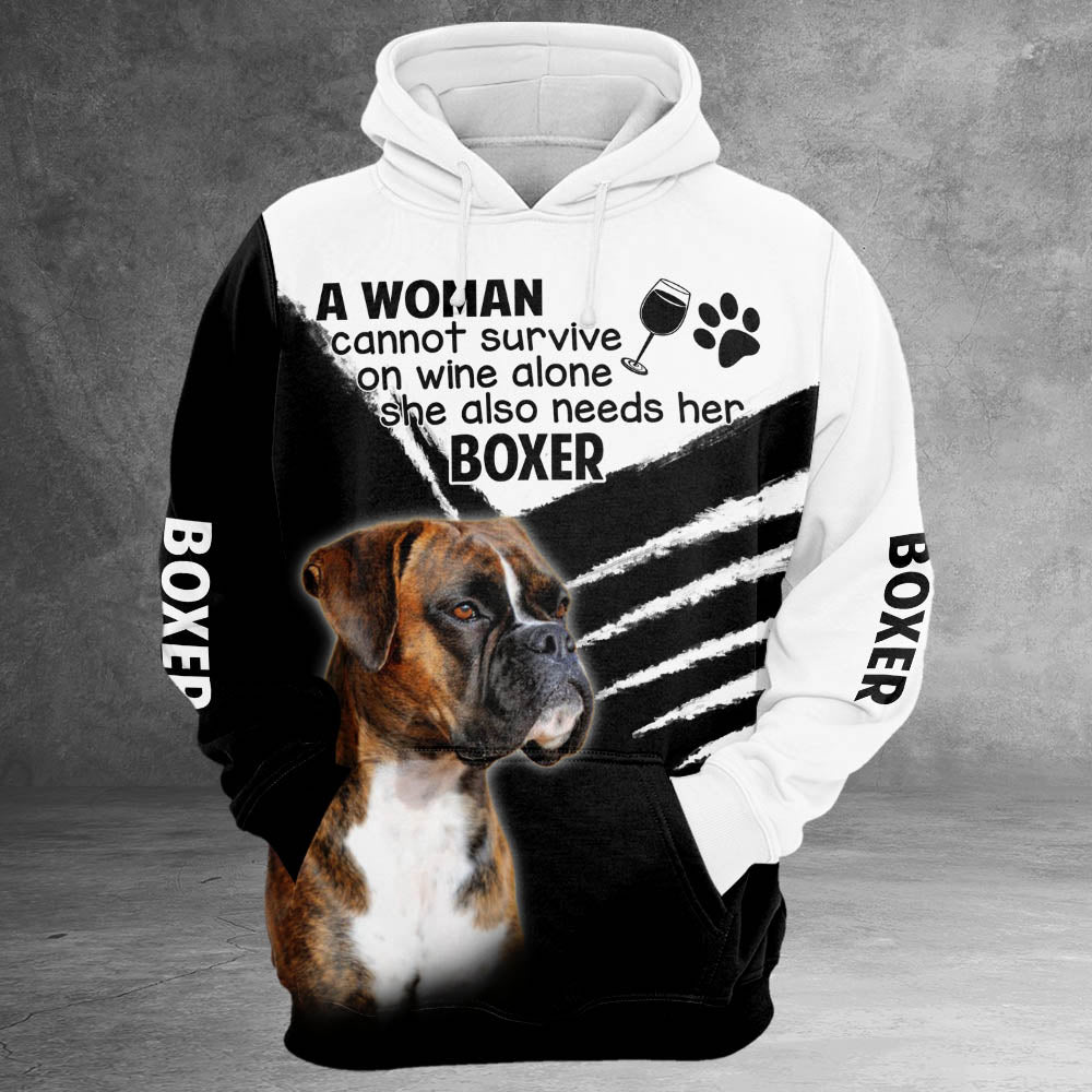 Boxer A Woman Cannot Survive On Wine Alone 3D All Over Print Shirts