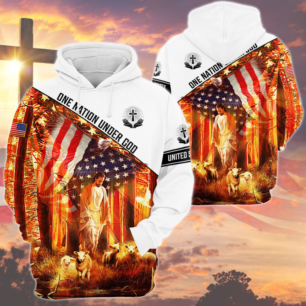 One Nation Under God Eagle American Flag 3D All Over Print Shirt HK10