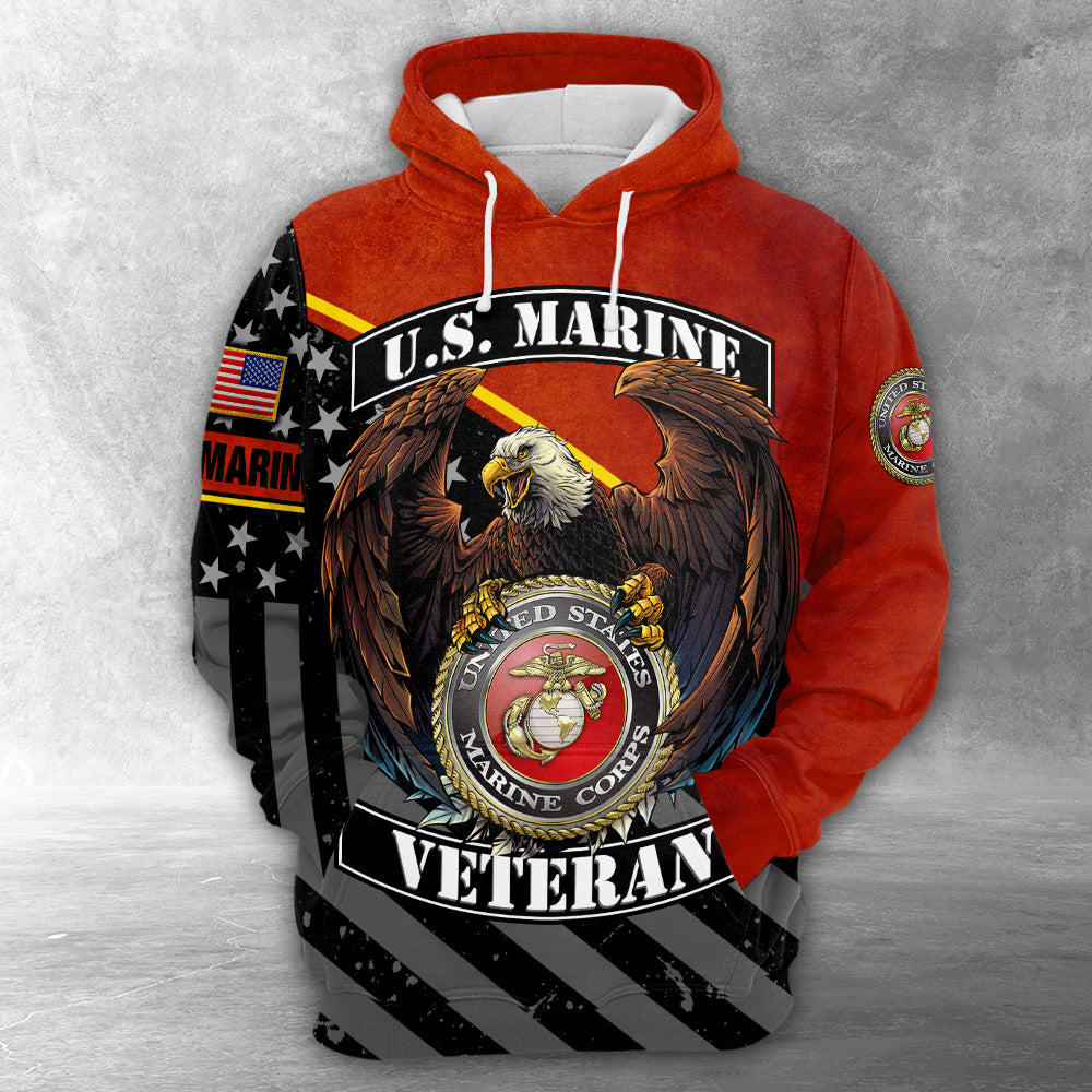 United States Marines Veteran Bald Eagle 3D All Over Print Shirt For U.S. Marine Hk10