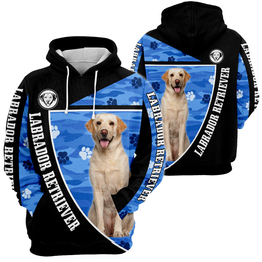 Labrador Retriever Camo 3D All Over Print, Labrador Retriever Camo Paw Print Camouflage 3D T-shirt Sweatshirt Hoodie Zip Hoodie