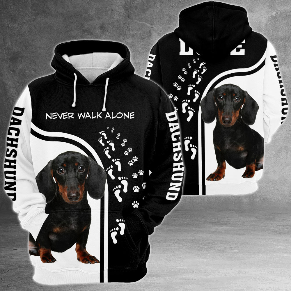 Dachshund Never Walk Alone 3D All Over Print Shirts