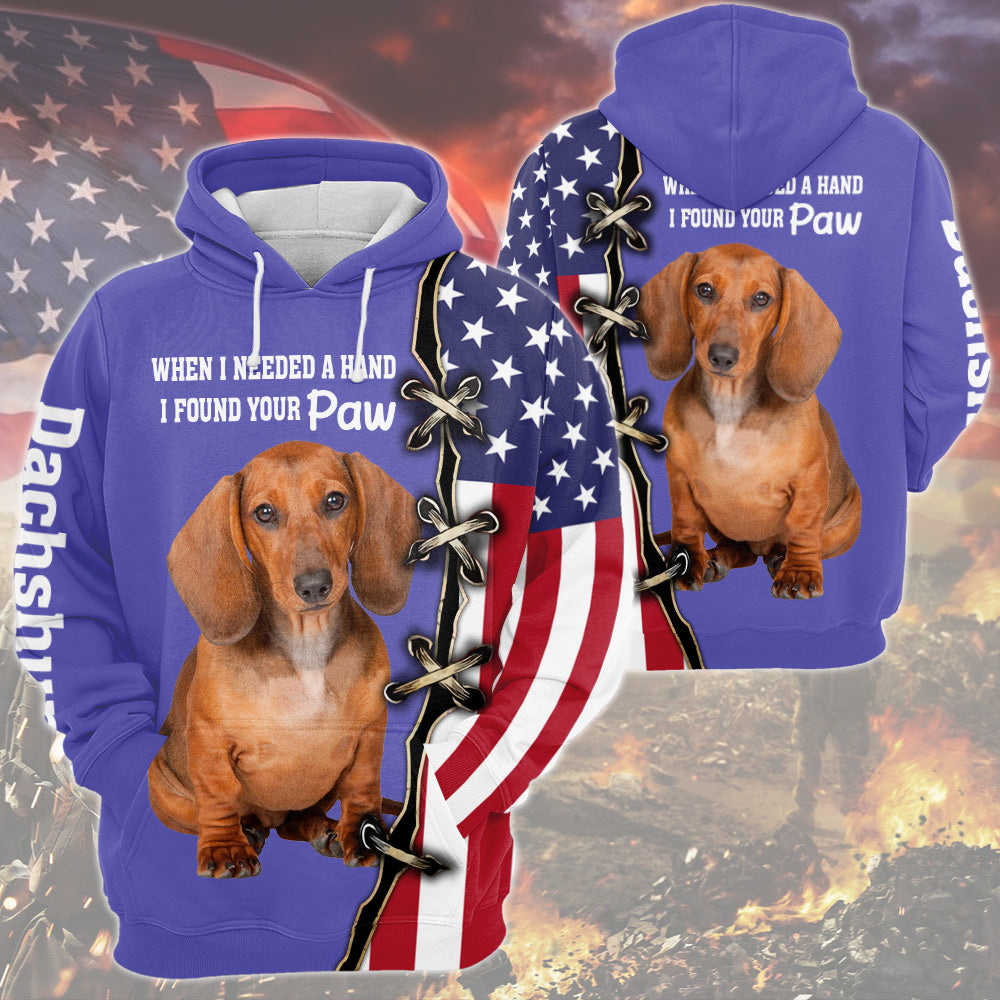 Dachshund Vr2 When I Needed A Hand, I Found Your Paw, Very Peri Trend Color All Over Print Shirts For Dog Lovers, B1504