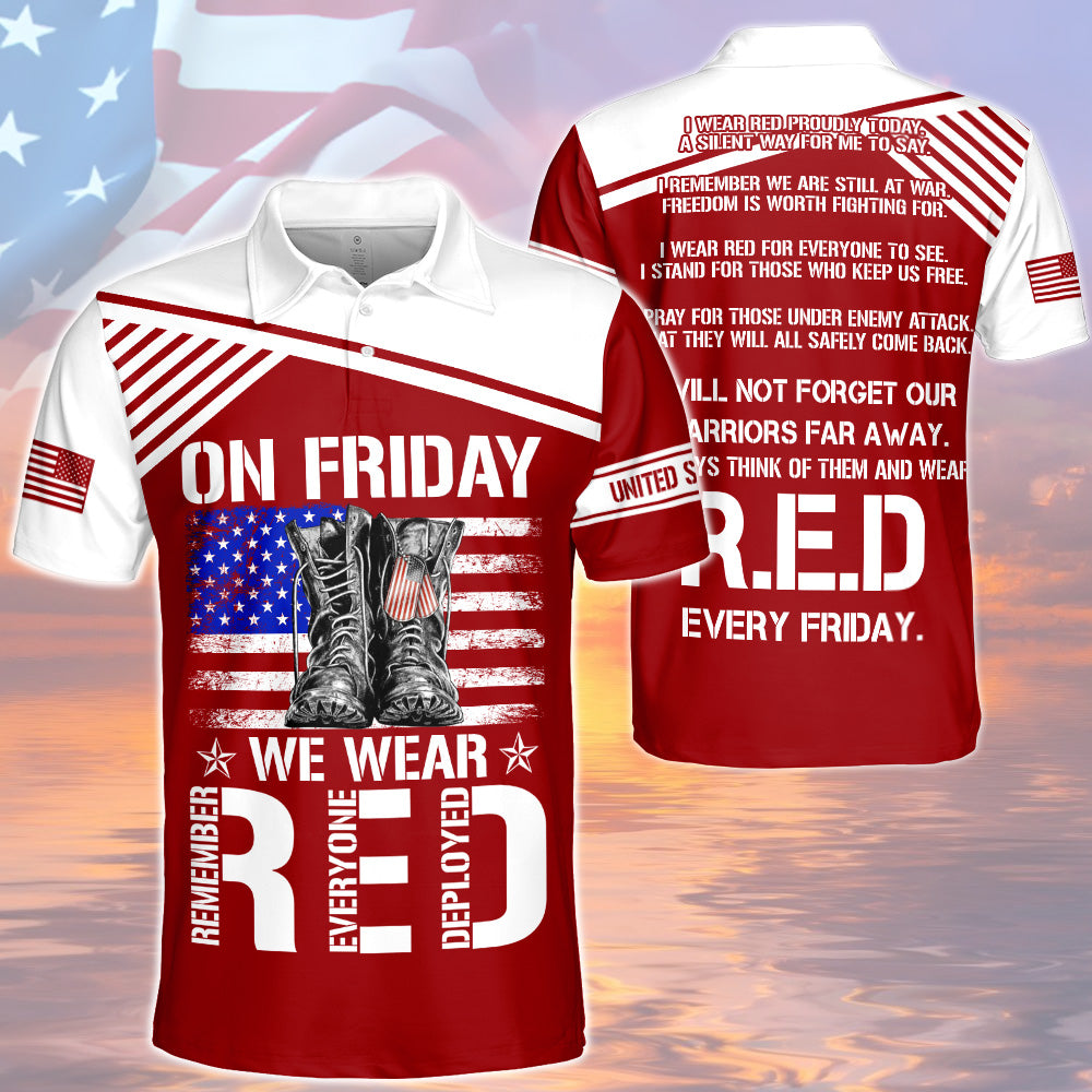 On Friday We Wear Red Combat Boots Flag 3D All Over Print Shirt HK10