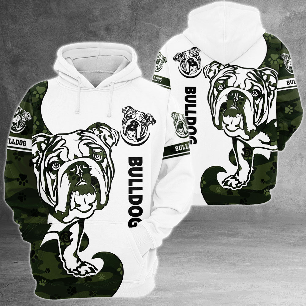 Bulldog Camo White 3D All Over Print Shirts