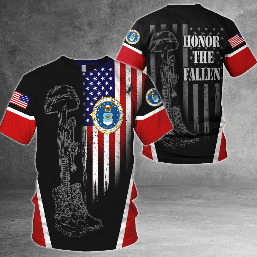 Department Of The Air Force Honor The Fallen Red Black All Over Print Shirt Shirt HK10