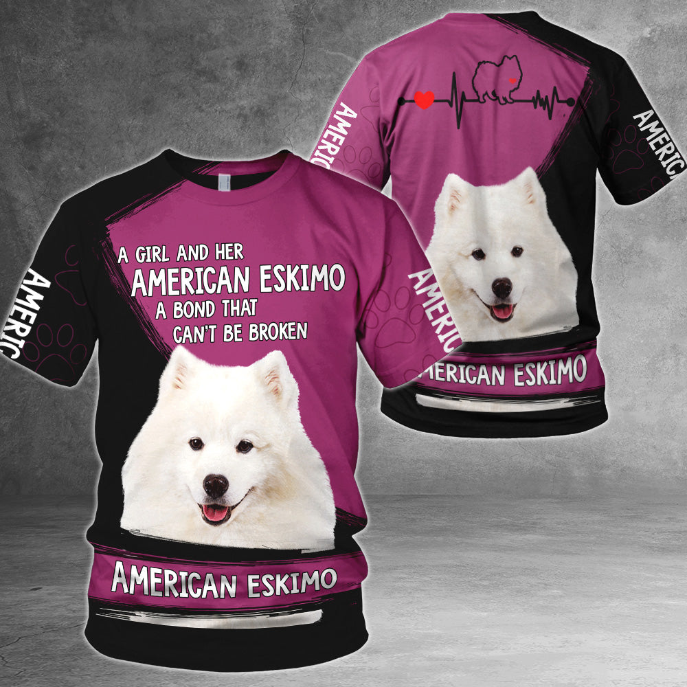 American Eskimo A Girl And Her American Eskimo A Bond That Can't Be Broken 3D All Over Print Shirts