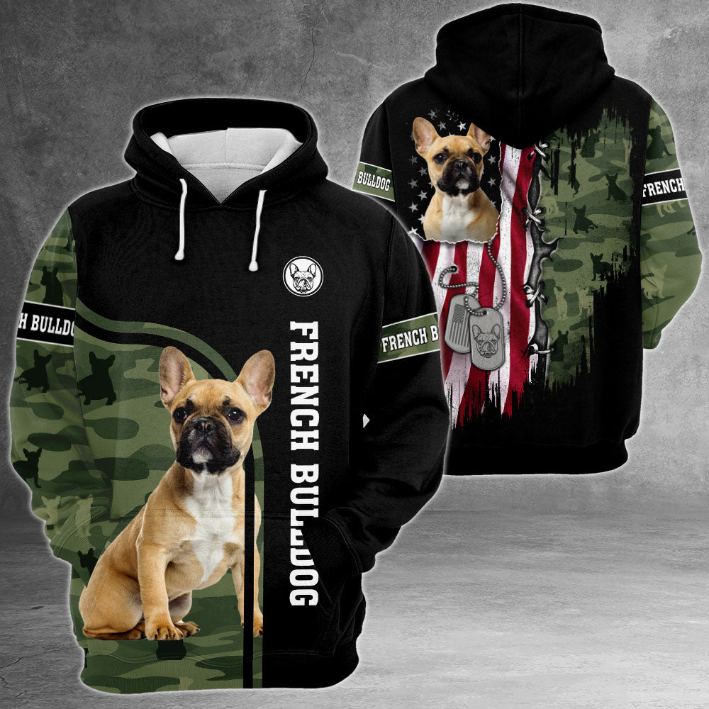 French Bulldog Camo Flag 3D All Over Print Shirts