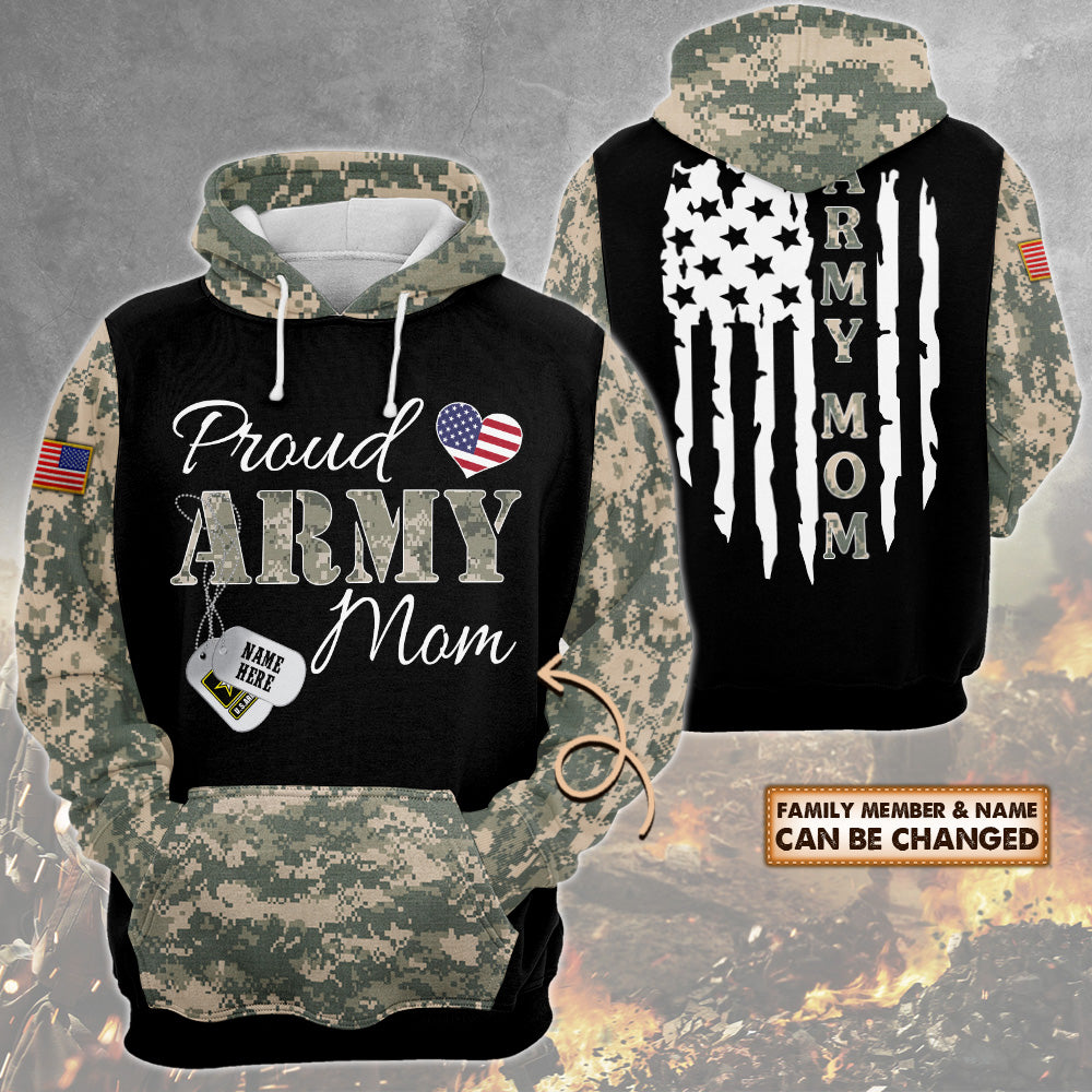 Personalized Shirt Proud Army Mom Dad Wife Family Member 3D All Over Print Shirt for Army Family Member HK10