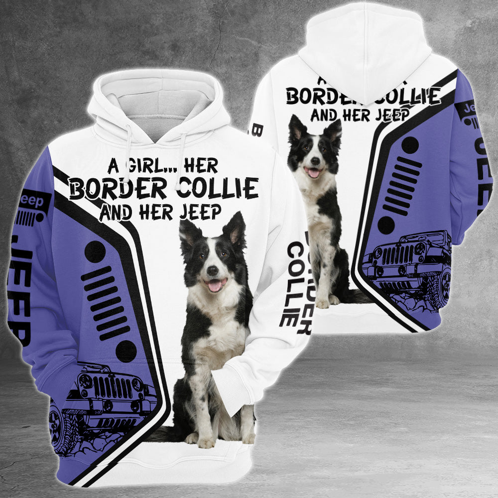 A Girl Her Border Collie And Her Jeep All Over Print Shirt, Personalized Gifts for Dog Lovers, TRNA