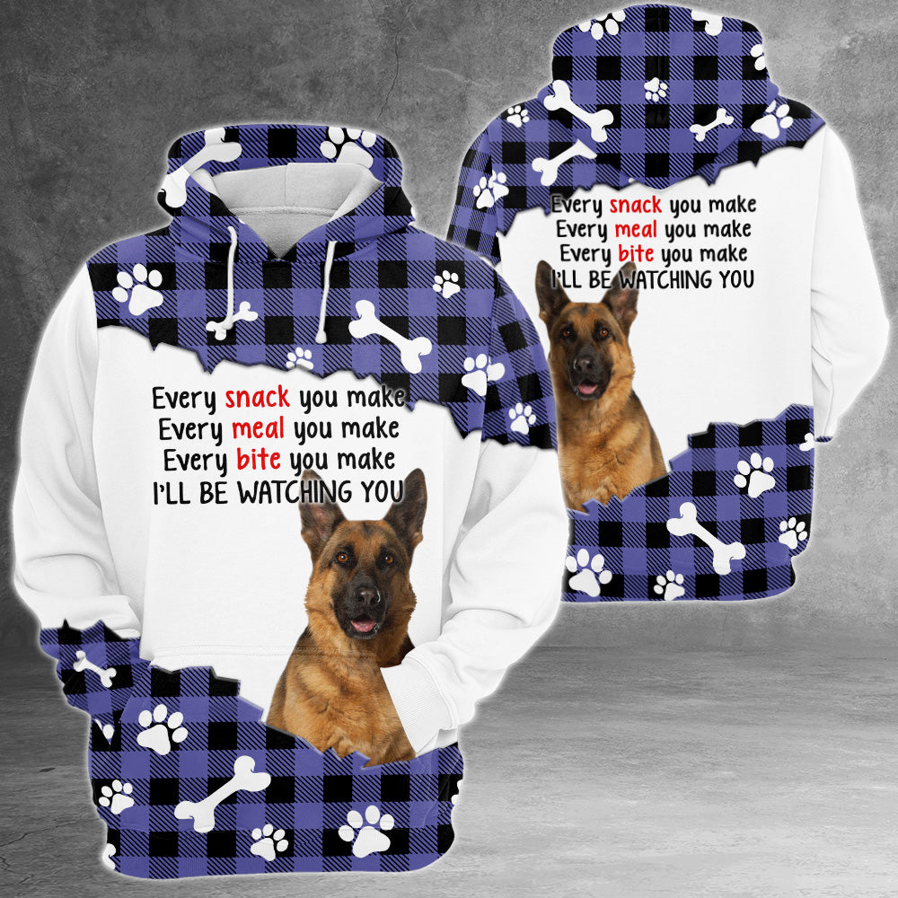 German Shepherd Every Snack You Make, Funny Custom All Over Print Shirts, Personalized Gifts for Dog Lovers, PHTS