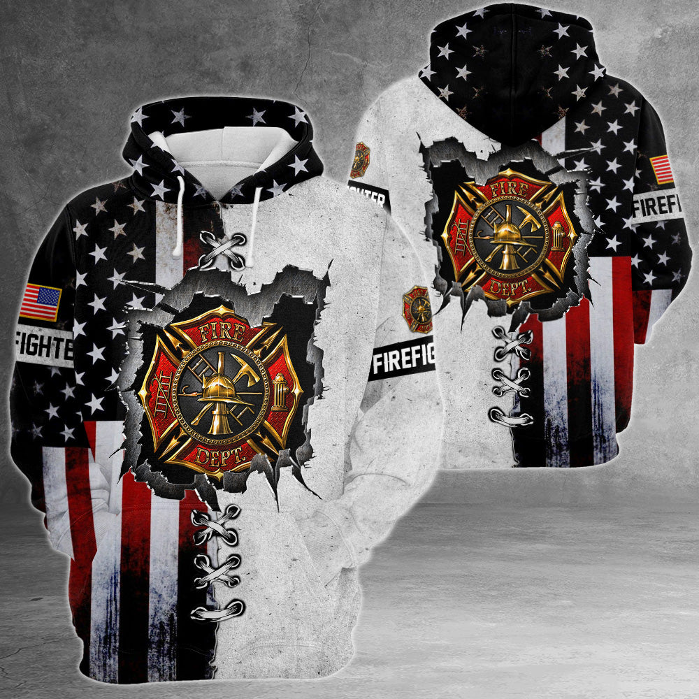 Firefighter American Flag Dust Background 3D All Over Print Shirt HK10