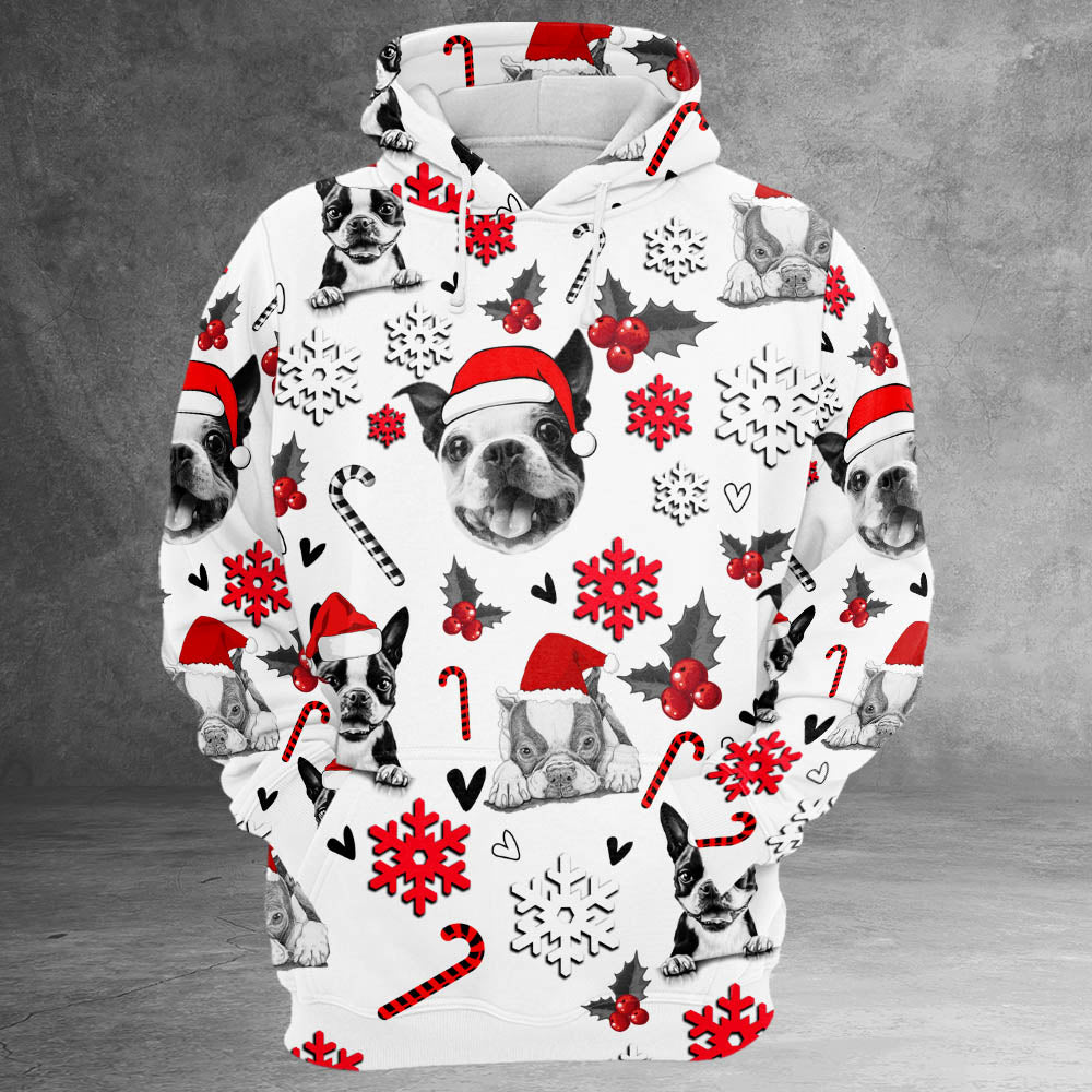 Boston Terrier Christmas Dog 3D All Over Print Shirts