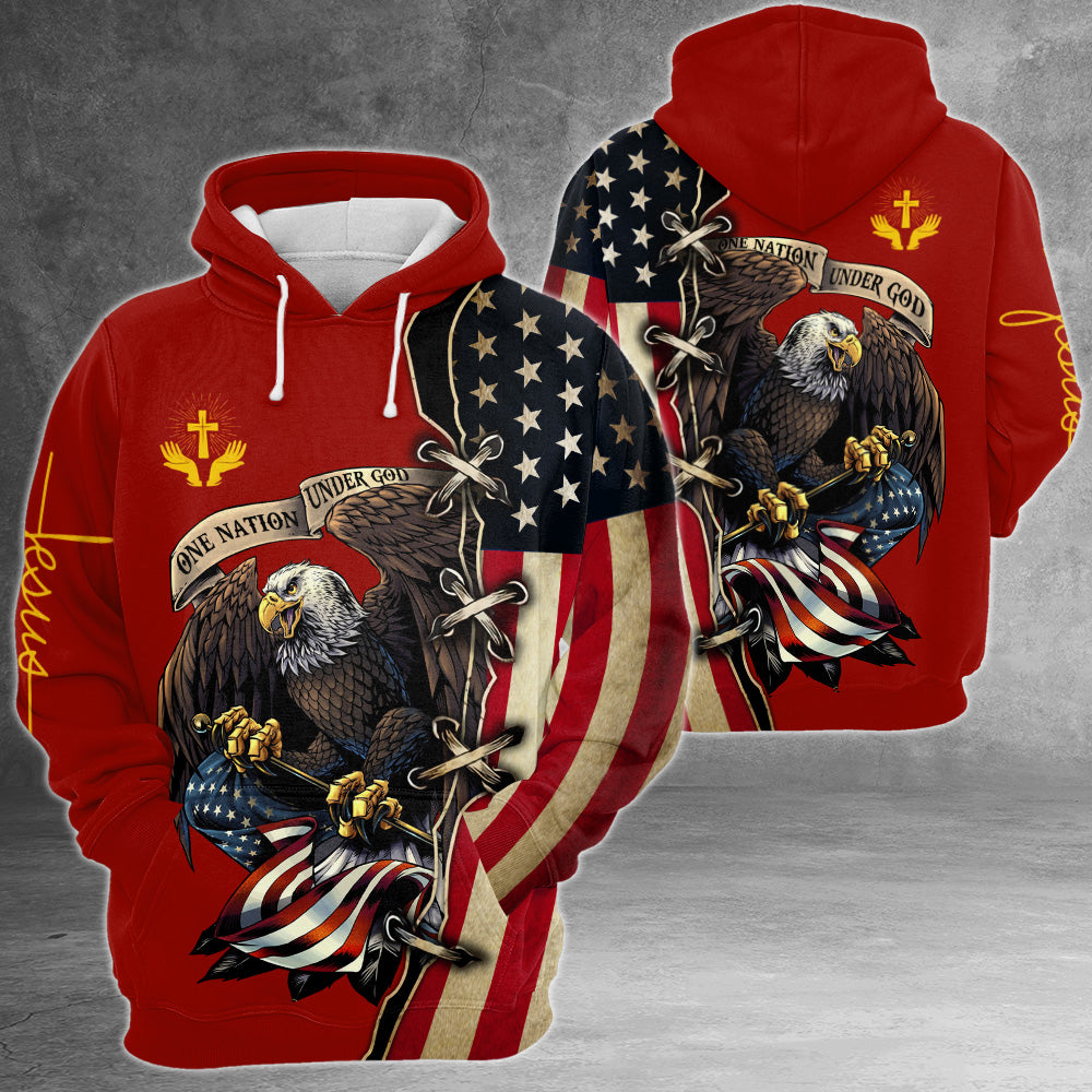 One Nation Under God American Flag Eagle All Over Print Shirt