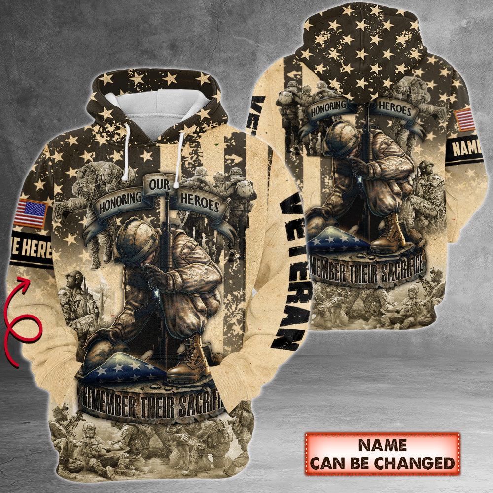 Personalized Name Honoring Our Heroes Remember Their Sacrifice 3D All Over Print Shirt For U.S.Veteran HK10