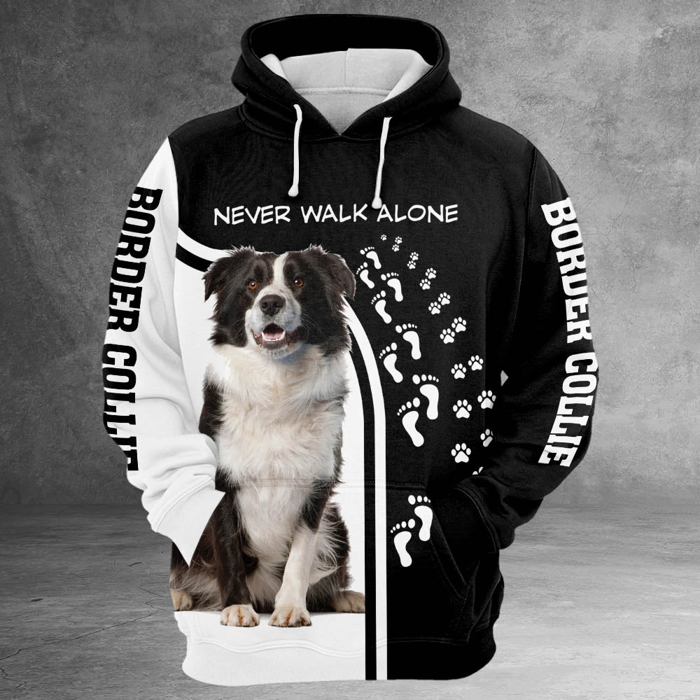 Border Collie Never Walk Alone 3D All Over Print Shirts