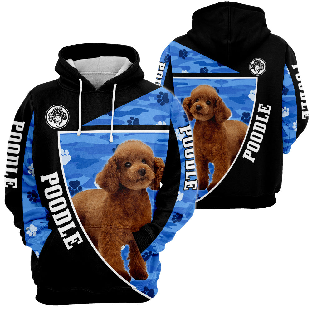 Poodle 3D All Over Print, Poodle Paw Print Camouflage 3D T-shirt Sweatshirt Hoodie Zip Hoodie