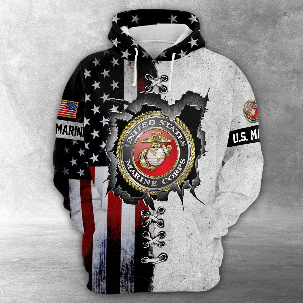 U.S. Marine American Flag Dust Background 3D All Over Print Shirt For U.S. Marine HK10