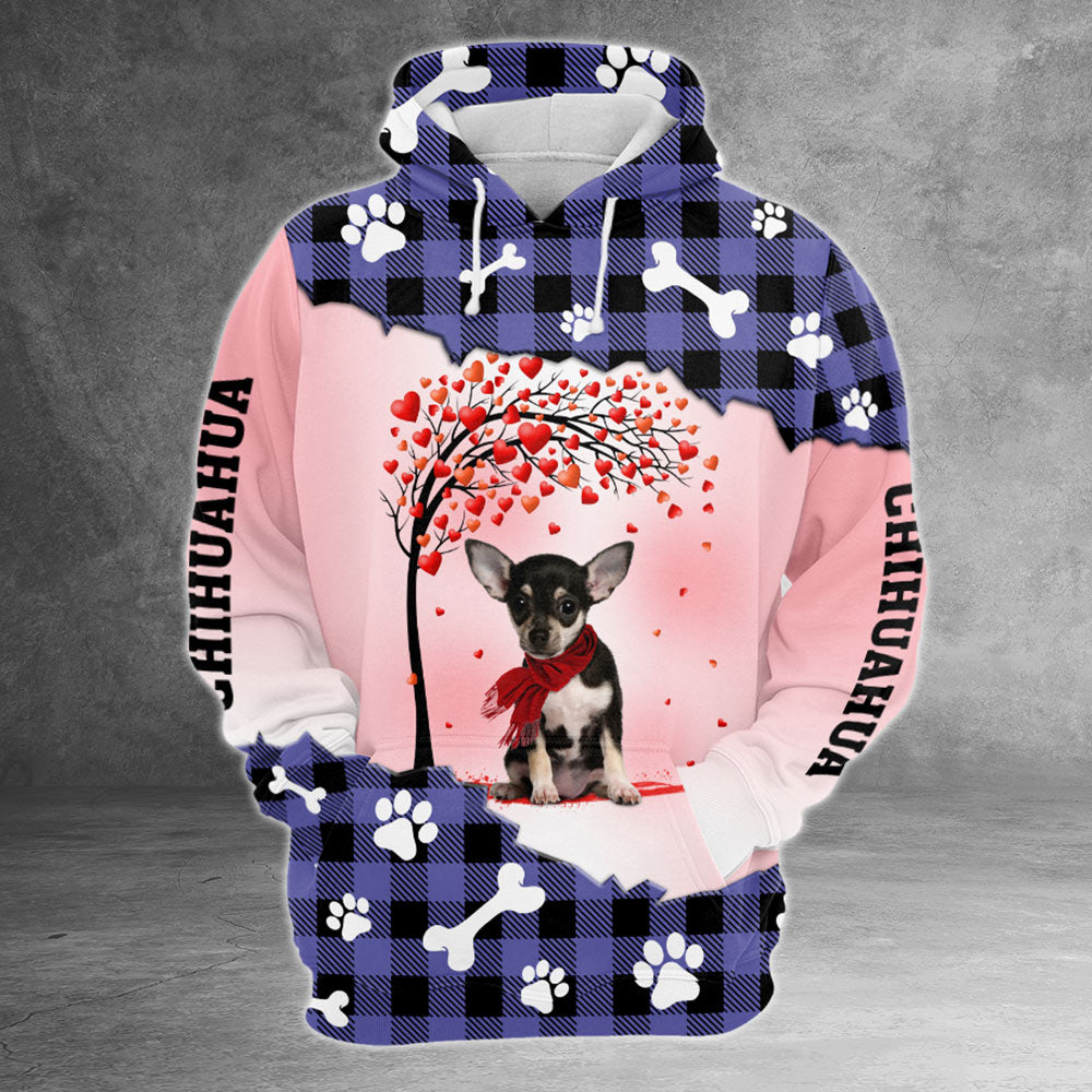 Chihuahua Valentine Love Tree All Over Print Shirt For Dog Lovers, M0402 DO99