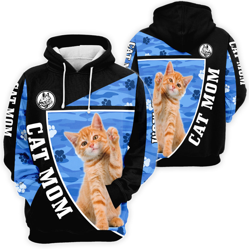 Cat Mom 3D All Over Print, Cat Mom Paw Print Camouflage 3D T-shirt Sweatshirt Hoodie Zip Hoodie Vr2